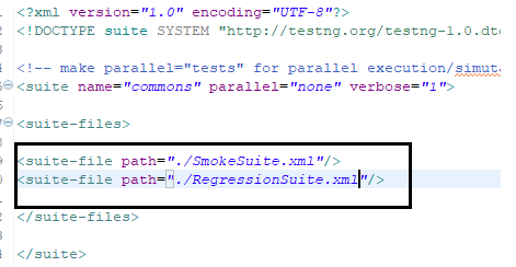 configuring multiple suites in testng xml